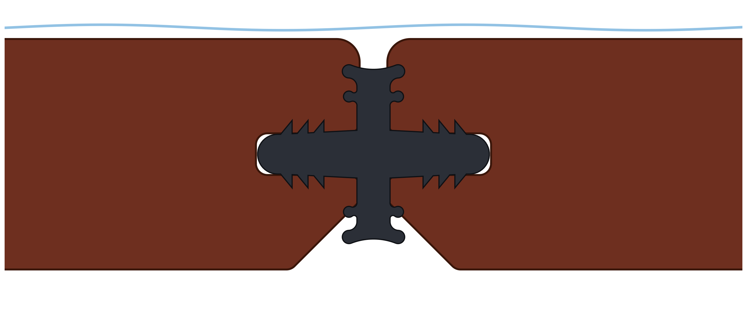 Existing AmeriDex cross-section showing two deck boards joined by the central Dexerdry seal
